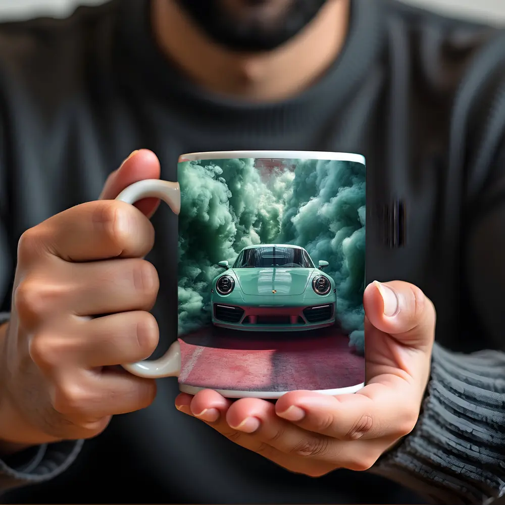 Porsche 911 Mint Green Smoke Filled Garage – Mugs