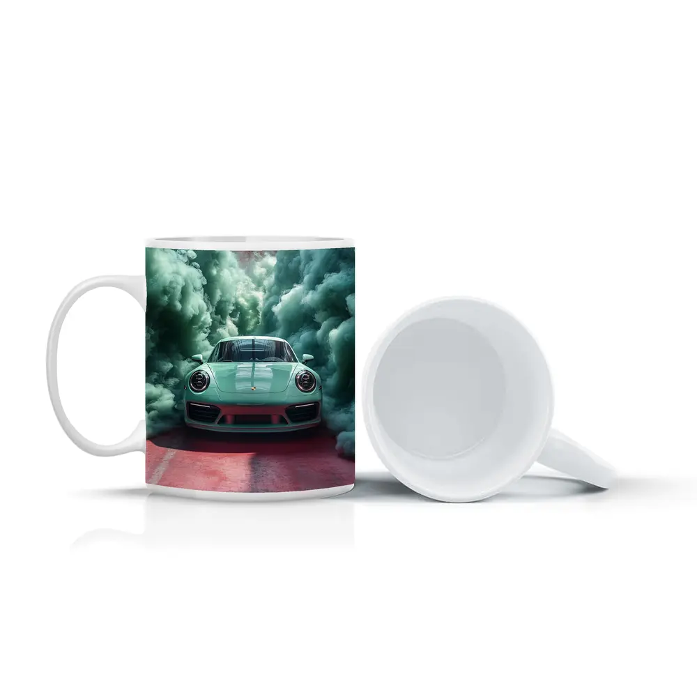 Porsche 911 Mint Green Smoke Filled Garage – Mugs