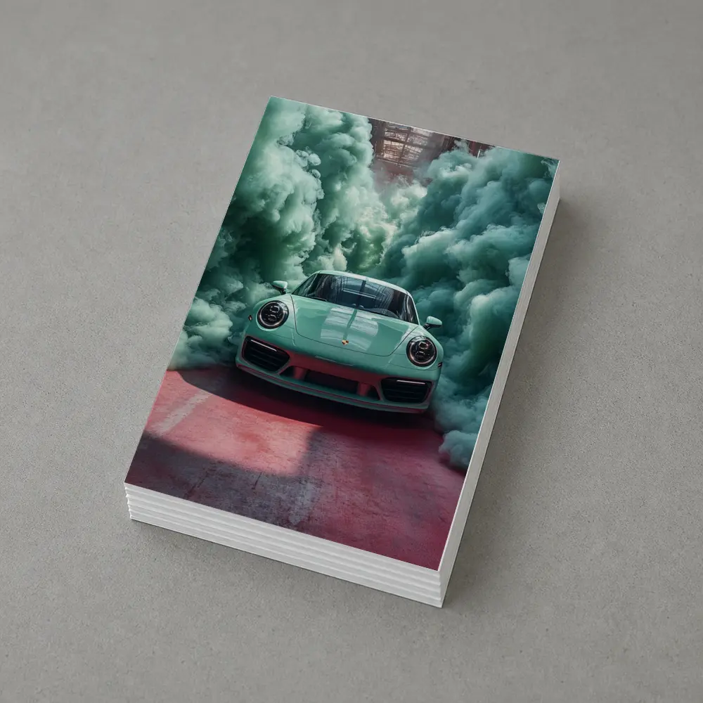 Porsche 911 Mint Green Smoke Filled Garage – Postcards