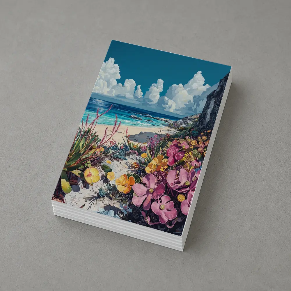 Coastal Wildflowers Beach Ocean Cliff Painting – Postcards