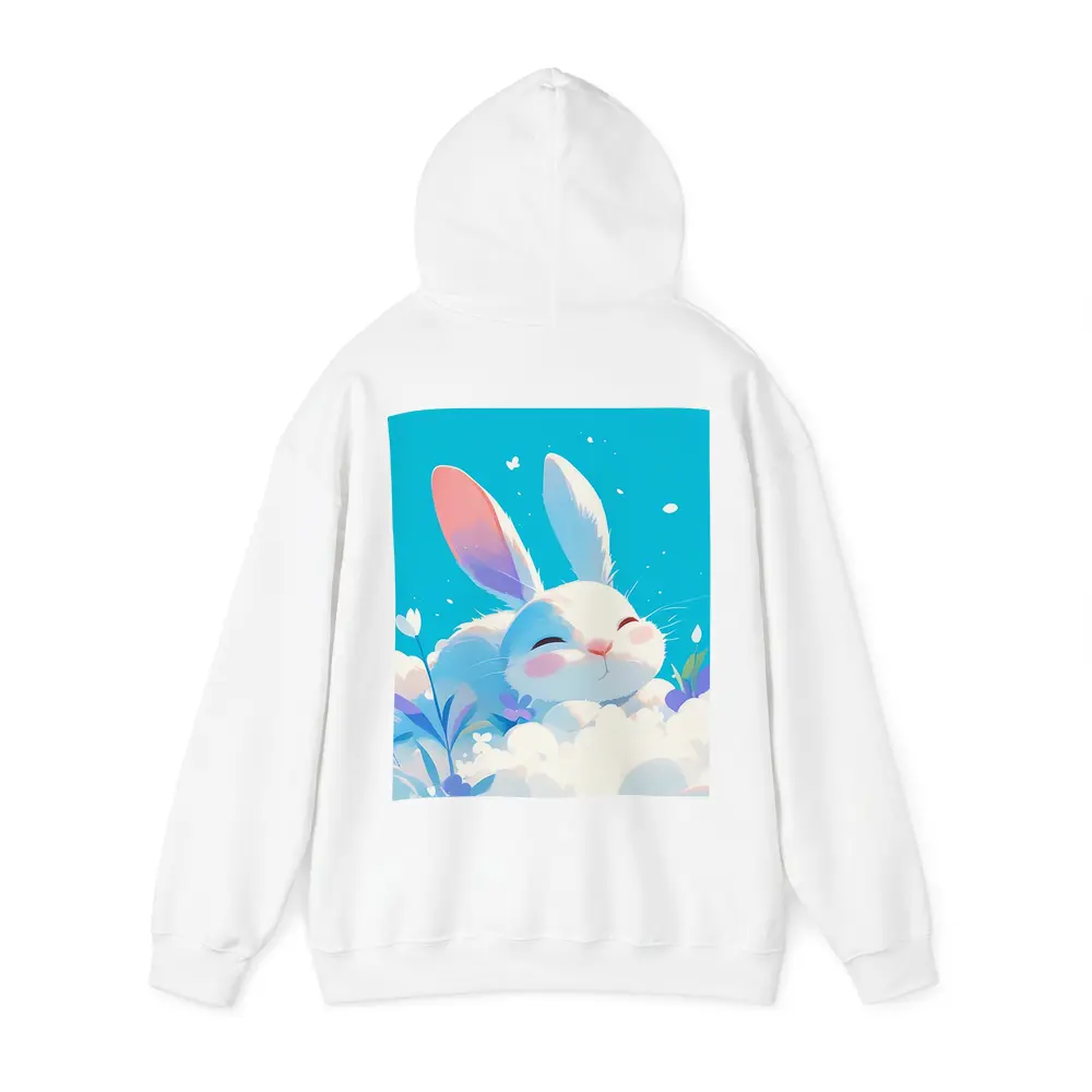 Cute White Bunny Sleeping on Clouds – Hoodies