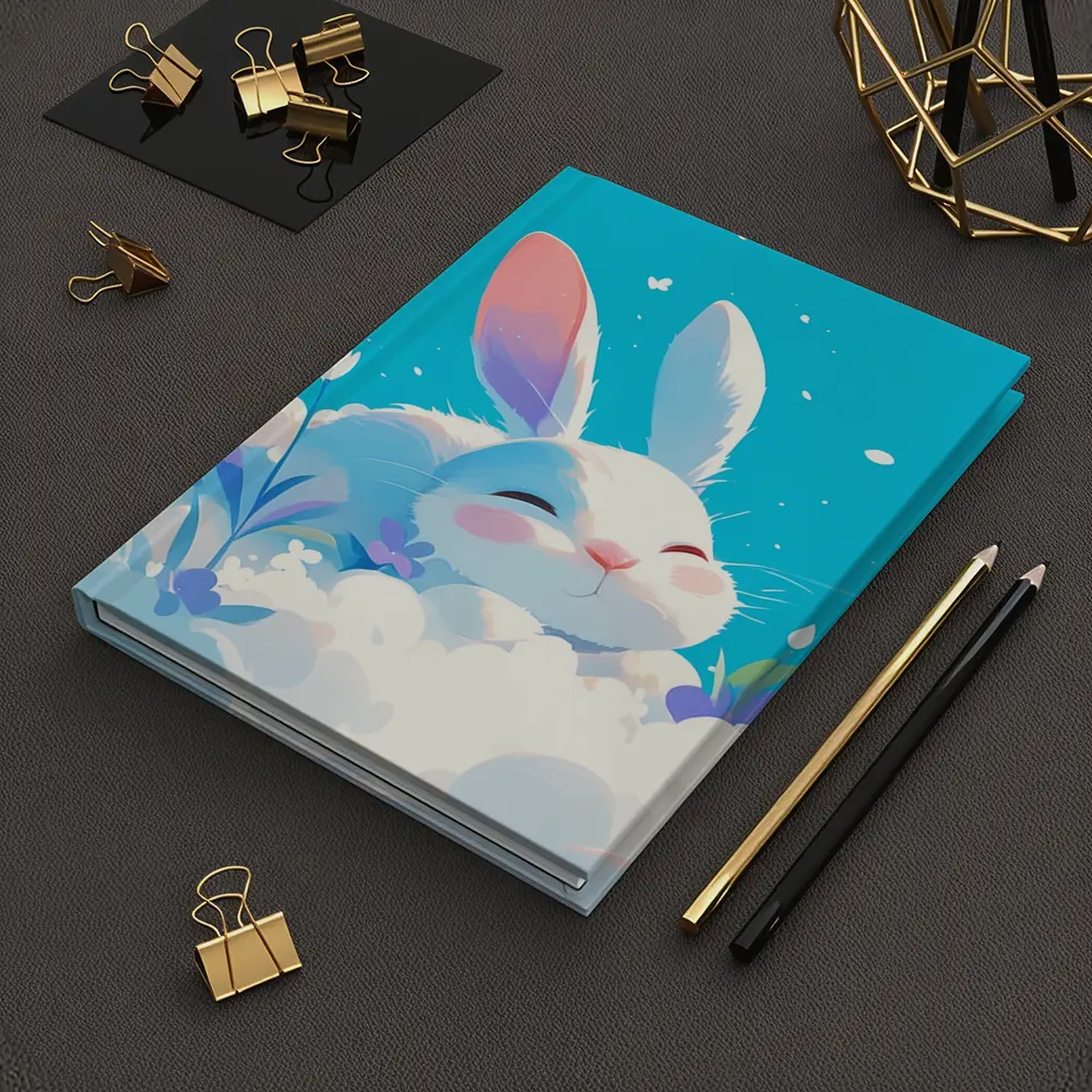 Cute White Bunny Sleeping on Clouds – Notebooks