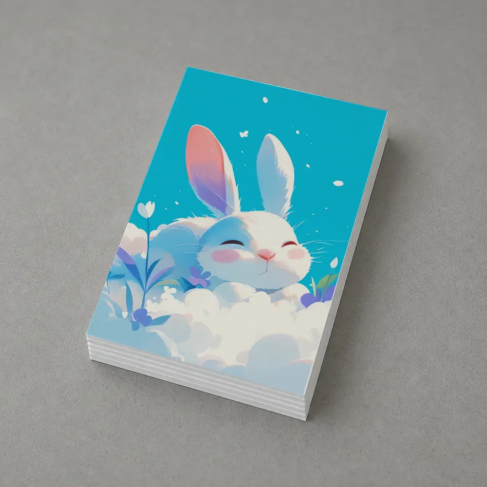 Cute White Bunny Sleeping on Clouds – Postcards
