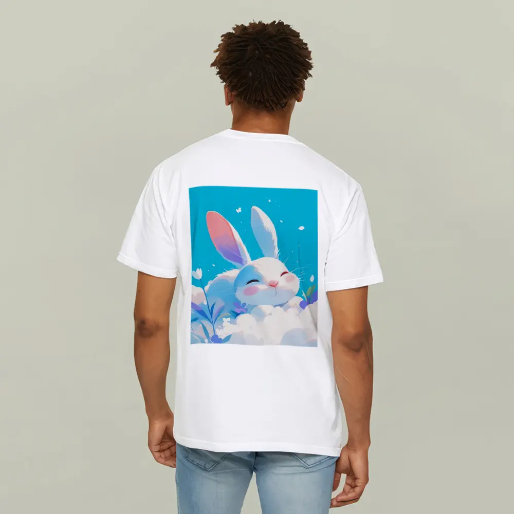 Cute White Bunny Sleeping on Clouds – T-Shirts