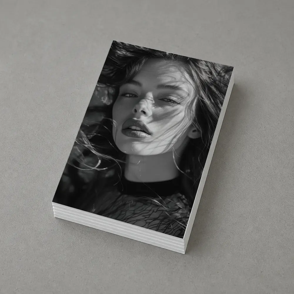 Black and White Woman Portrait Sunlight Hair – Postcards