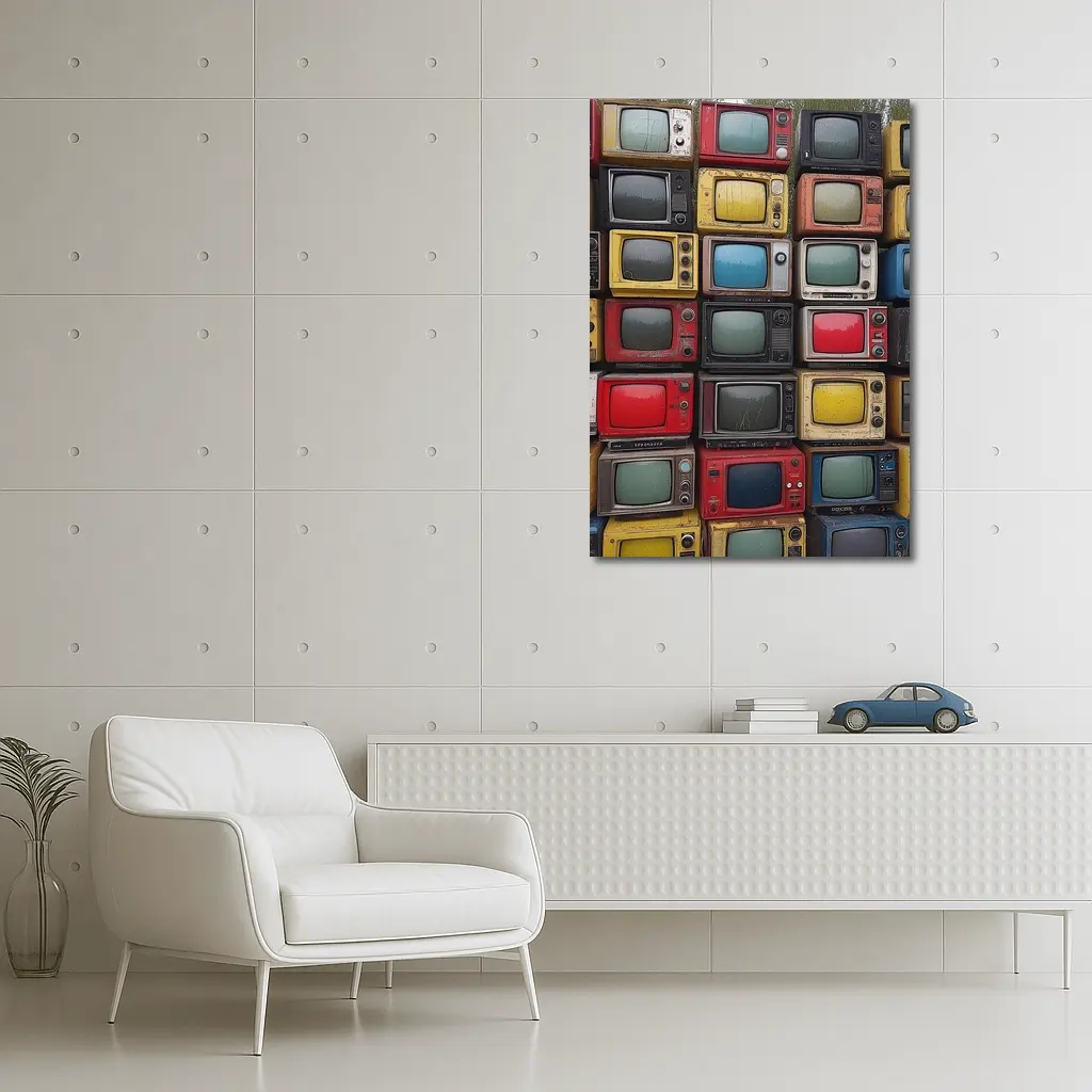 Stacked Vintage Color Televisions Outdoor Wall – Wall Art