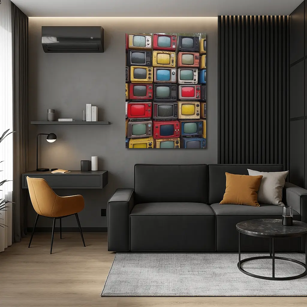 Stacked Vintage Color Televisions Outdoor Wall – Wall Art
