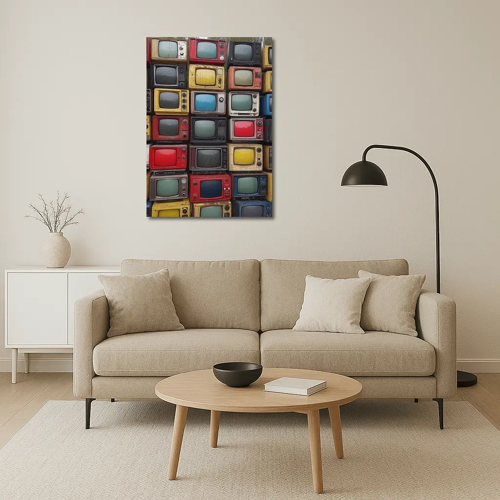 Stacked Vintage Color Televisions Outdoor Wall – Wall Art
