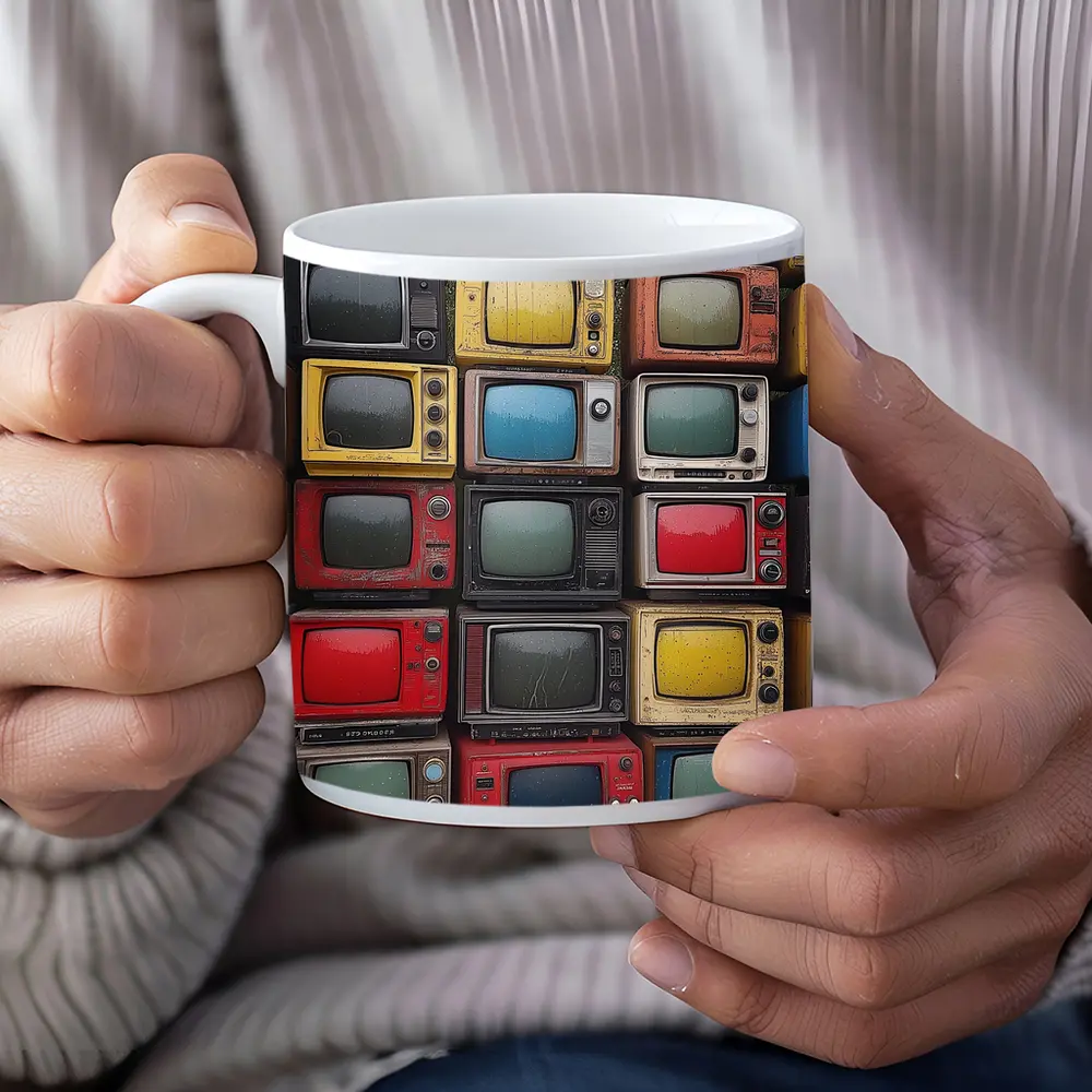 Stacked Vintage Color Televisions Outdoor Wall – Mugs