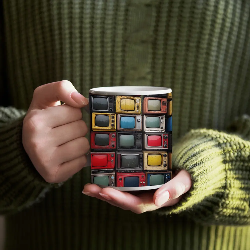 Stacked Vintage Color Televisions Outdoor Wall – Mugs