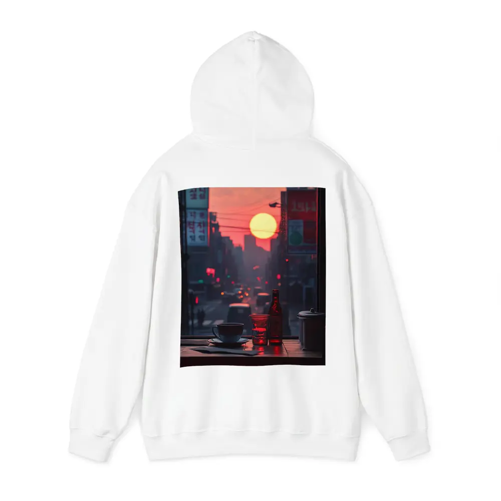 Seoul Street Sunset Coffee Shop Window View – Hoodies