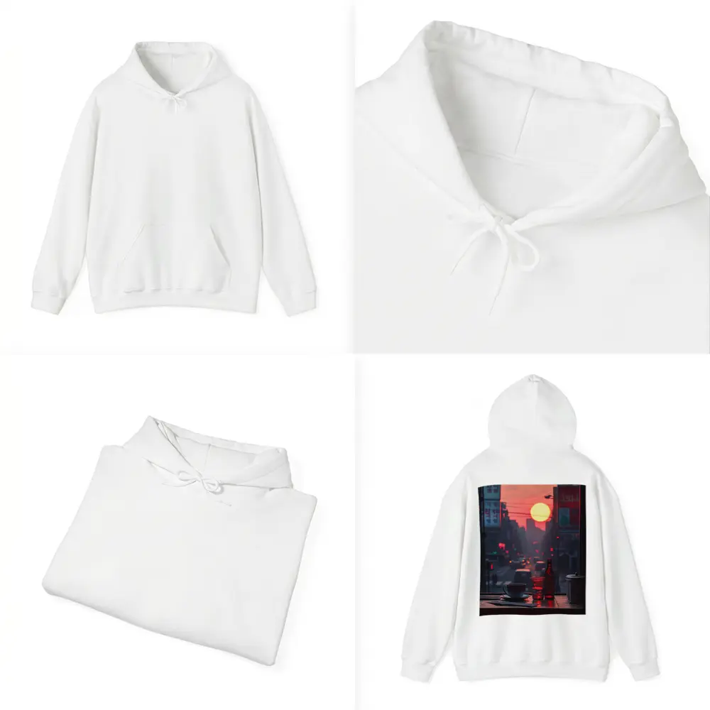 Seoul Street Sunset Coffee Shop Window View – Hoodies