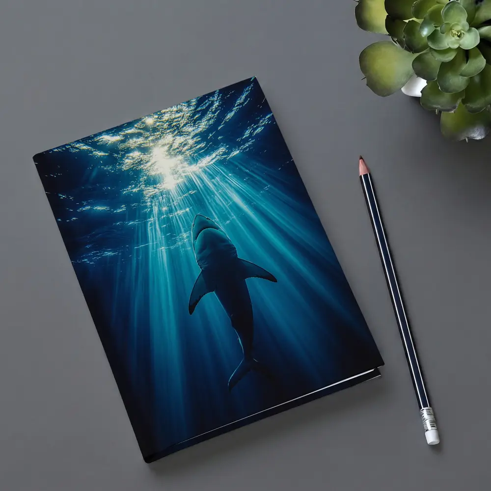 Great White Shark Deep Blue Ocean Light – Notebooks