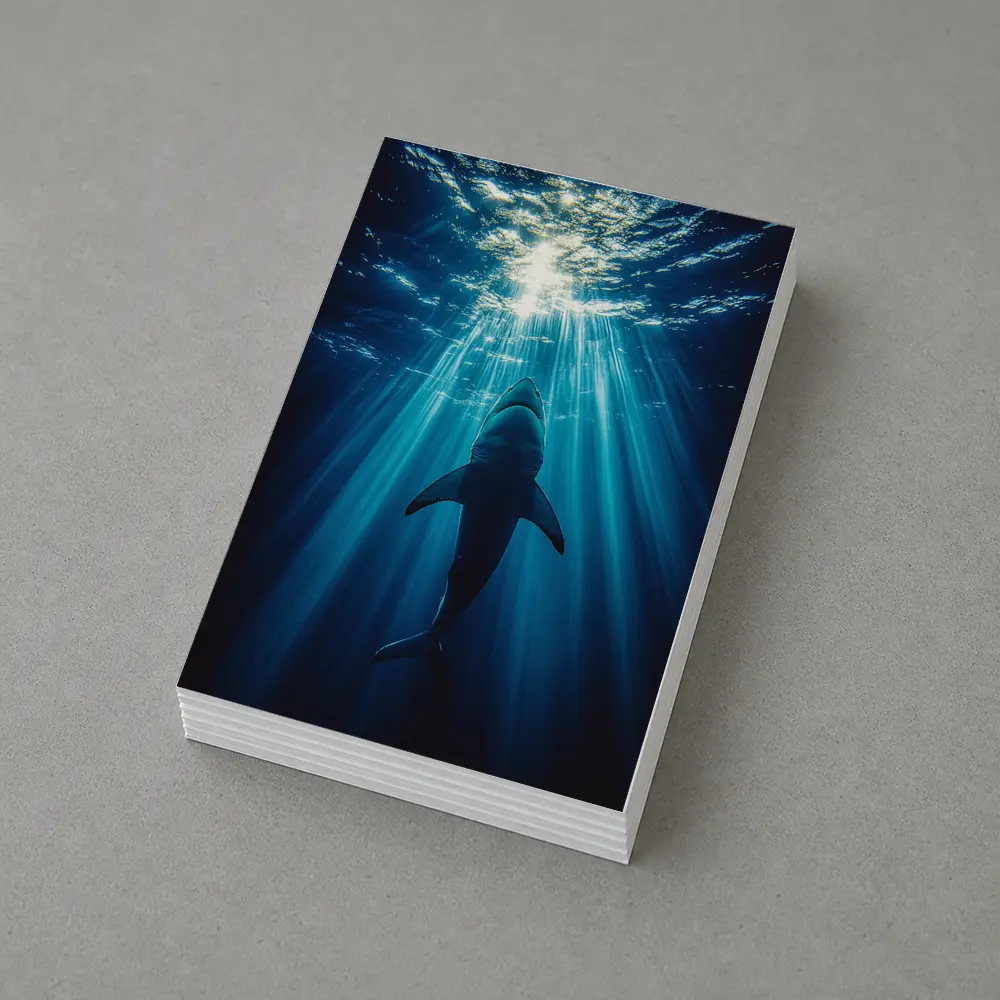 Great White Shark Deep Blue Ocean Light – Postcards