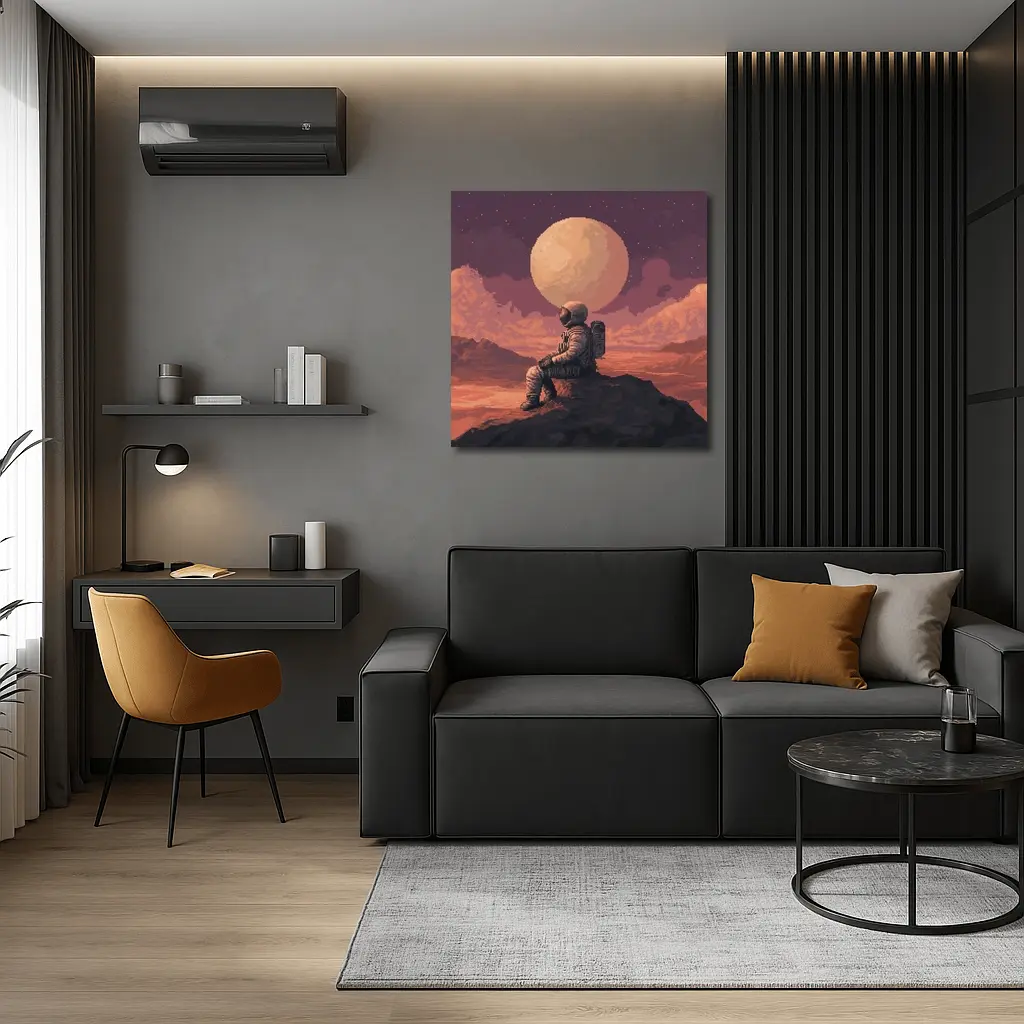 Pixel Art Astronaut Sitting On Mars – Wall Art