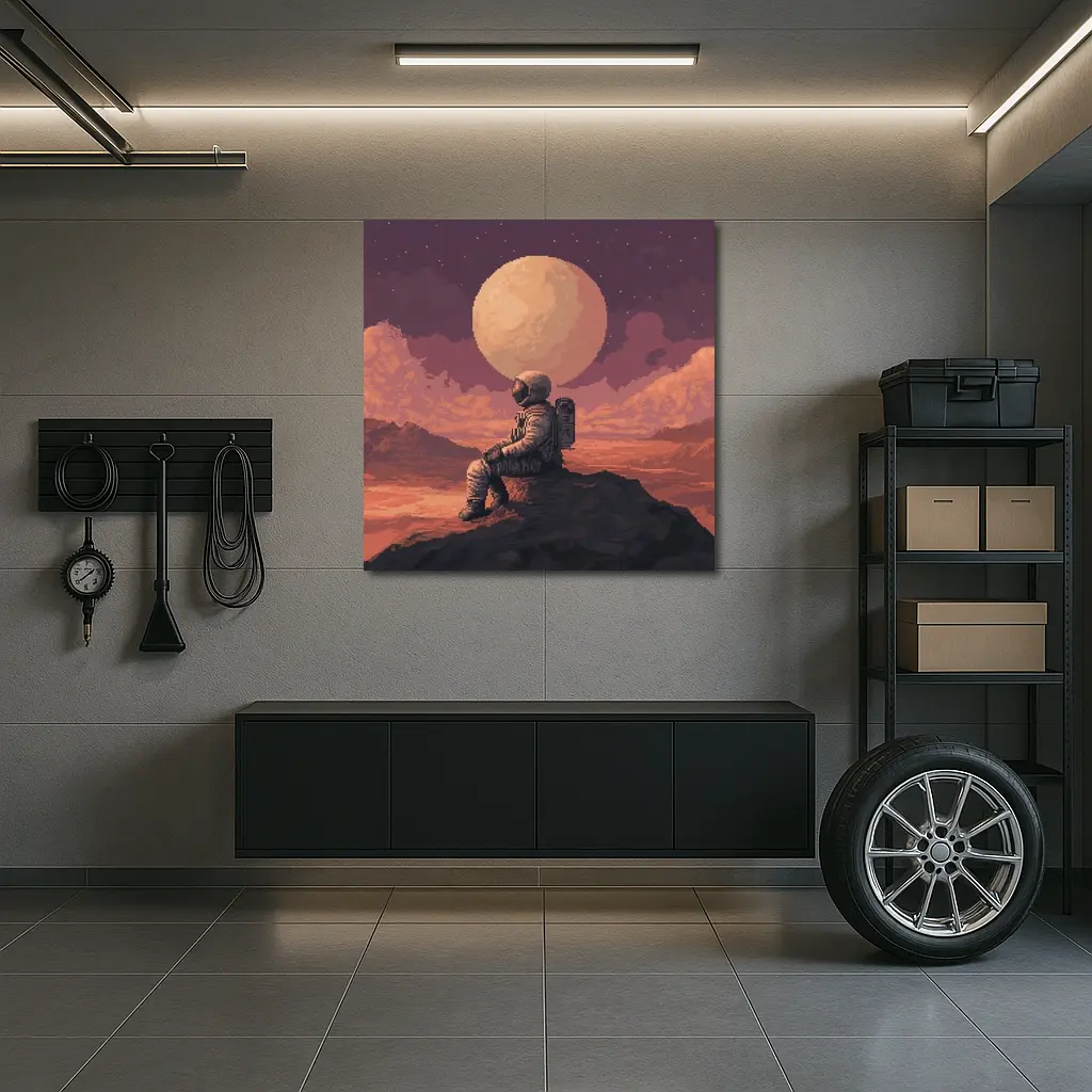 Pixel Art Astronaut Sitting On Mars – Wall Art