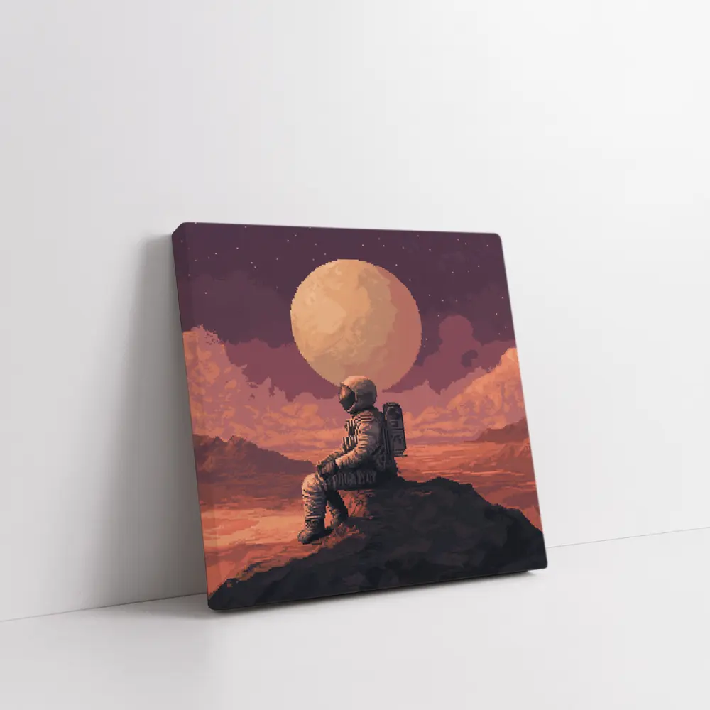 Pixel Art Astronaut Sitting On Mars – Wall Art