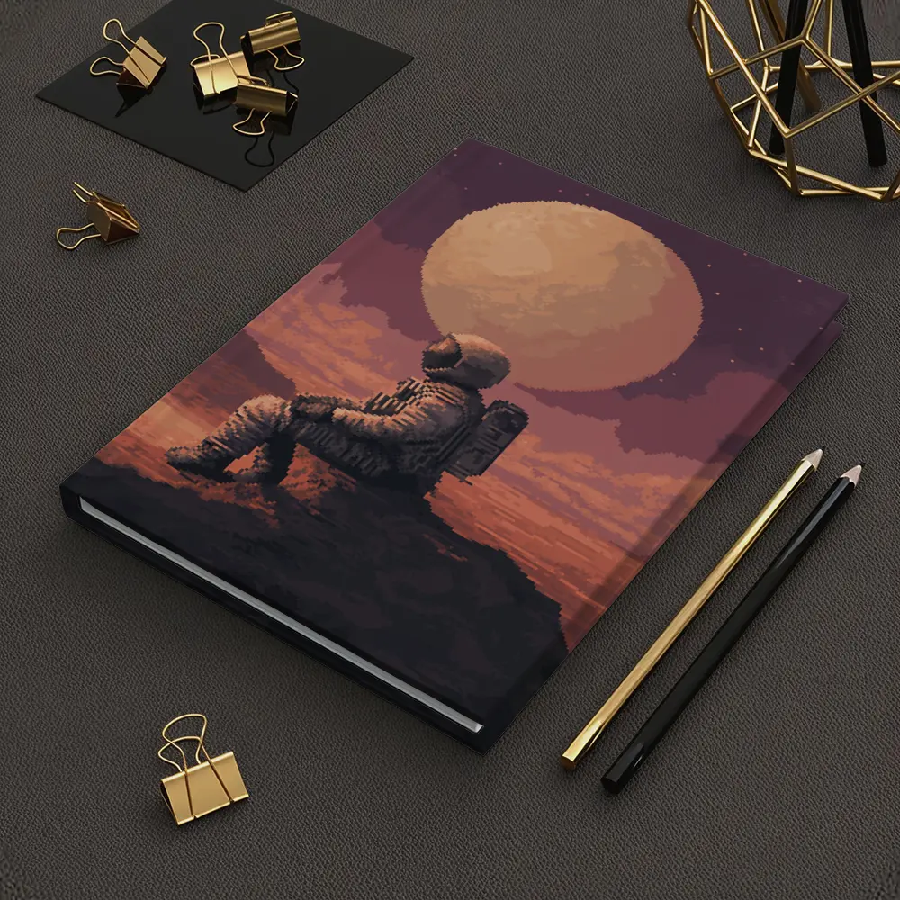 Pixel Art Astronaut Sitting On Mars – Notebooks