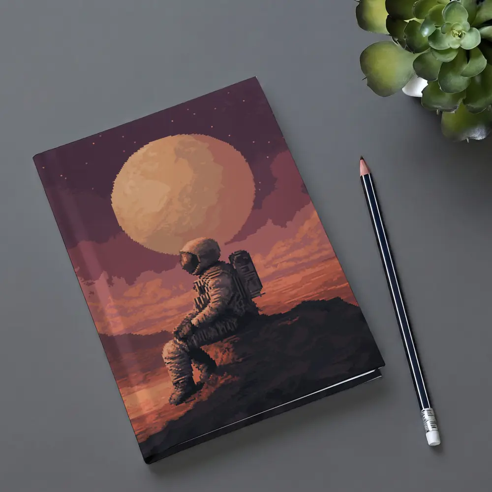 Pixel Art Astronaut Sitting On Mars – Notebooks