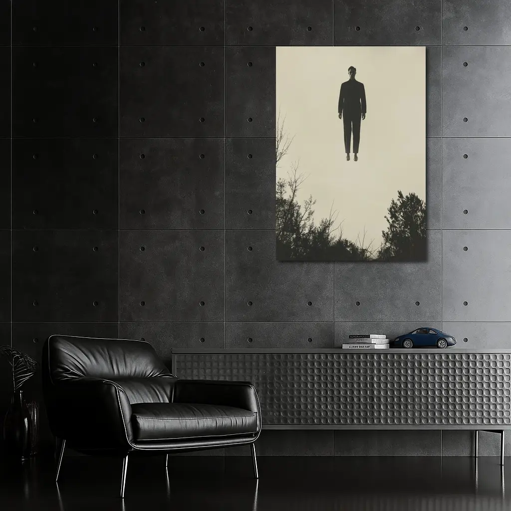 Floating Man Silhouette Above Dark Trees – Wall Art