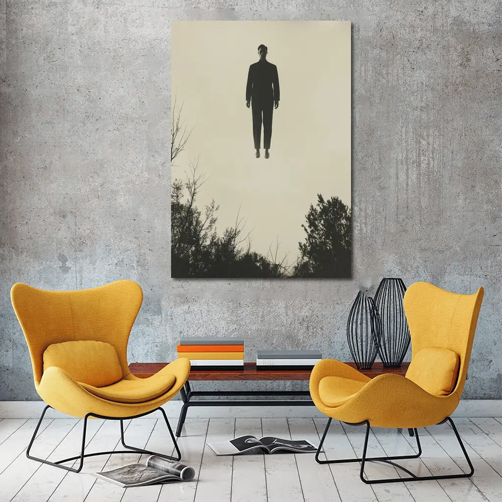 Floating Man Silhouette Above Dark Trees – Wall Art