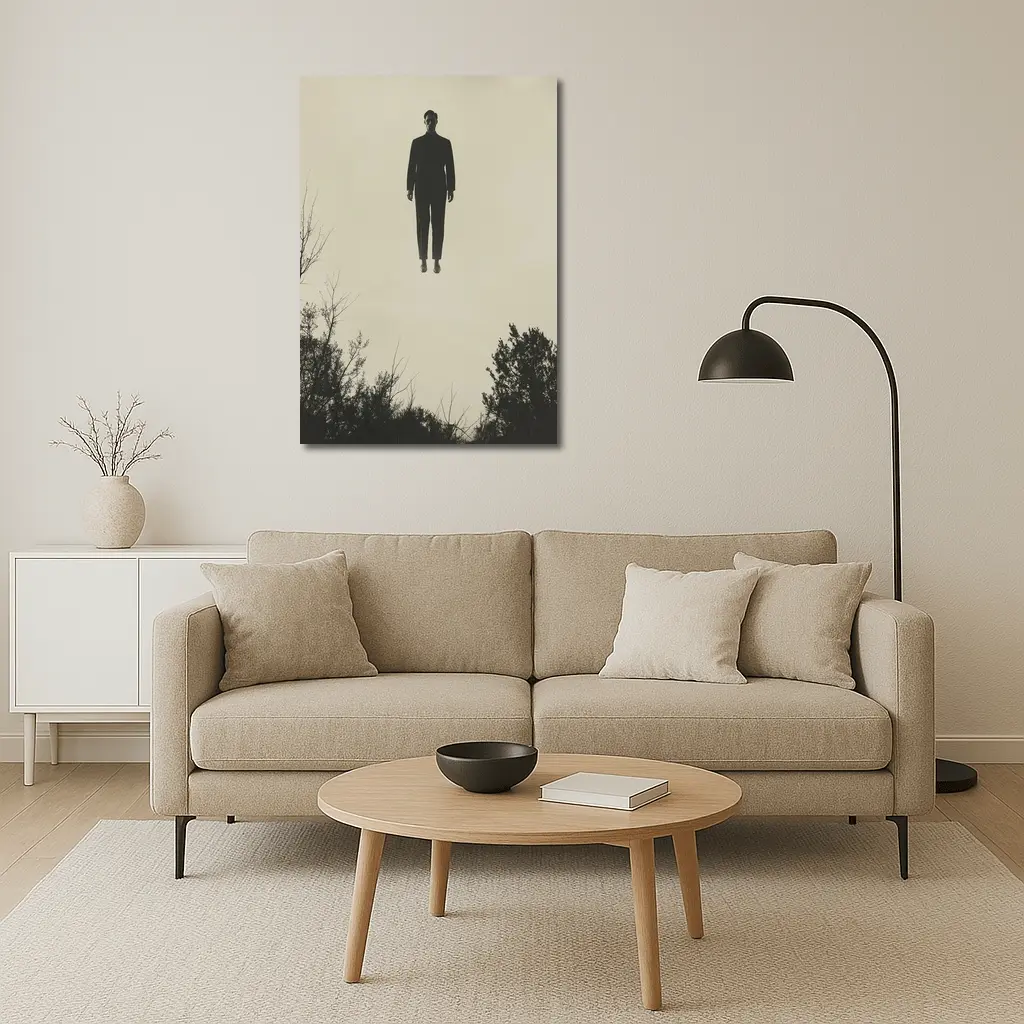 Floating Man Silhouette Above Dark Trees – Wall Art
