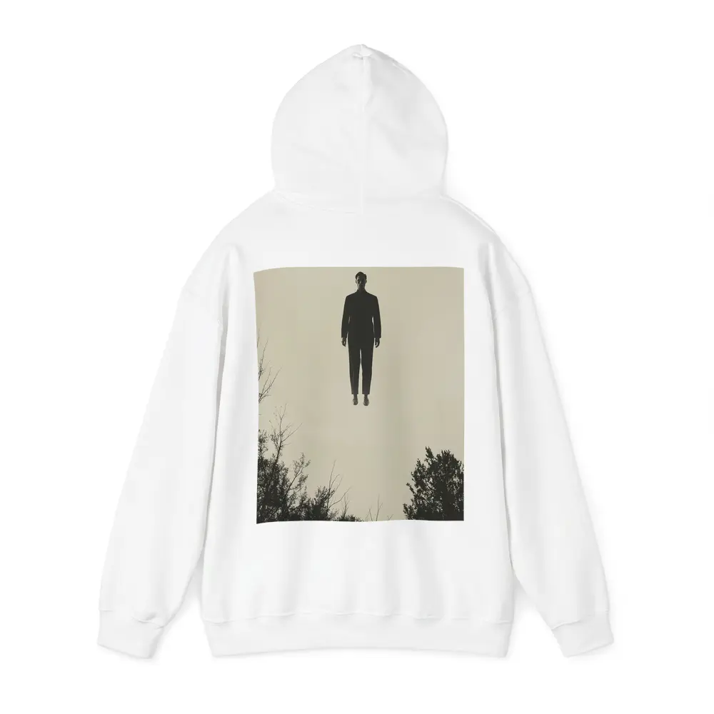 Floating Man Silhouette Above Dark Trees – Hoodies