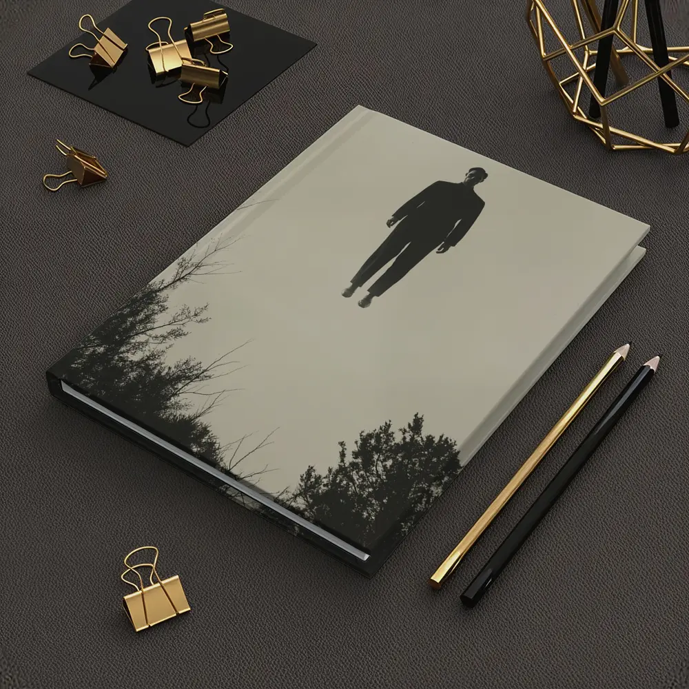 Floating Man Silhouette Above Dark Trees – Notebooks
