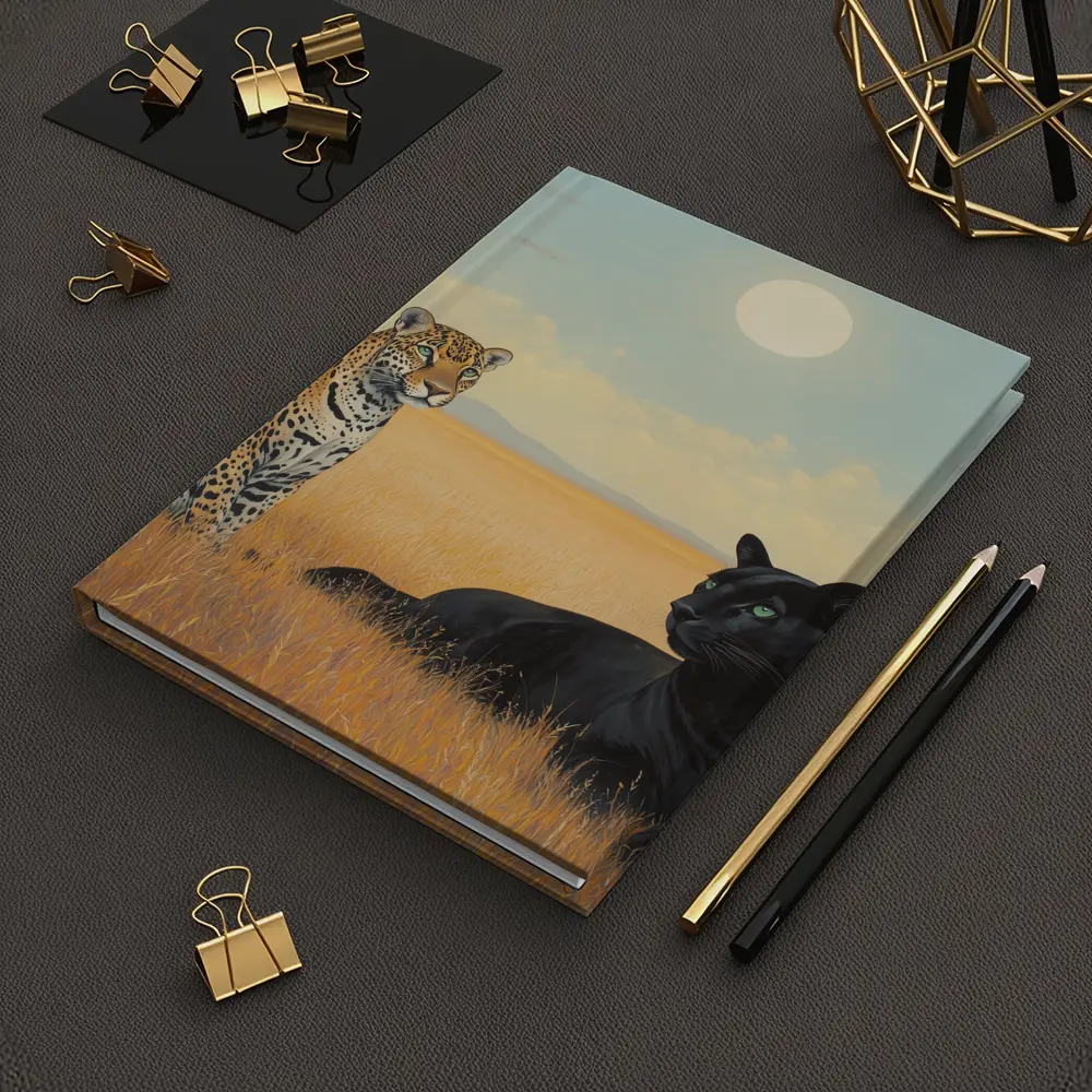 Leopard and Black Panther Savanna Painting – Notebooks