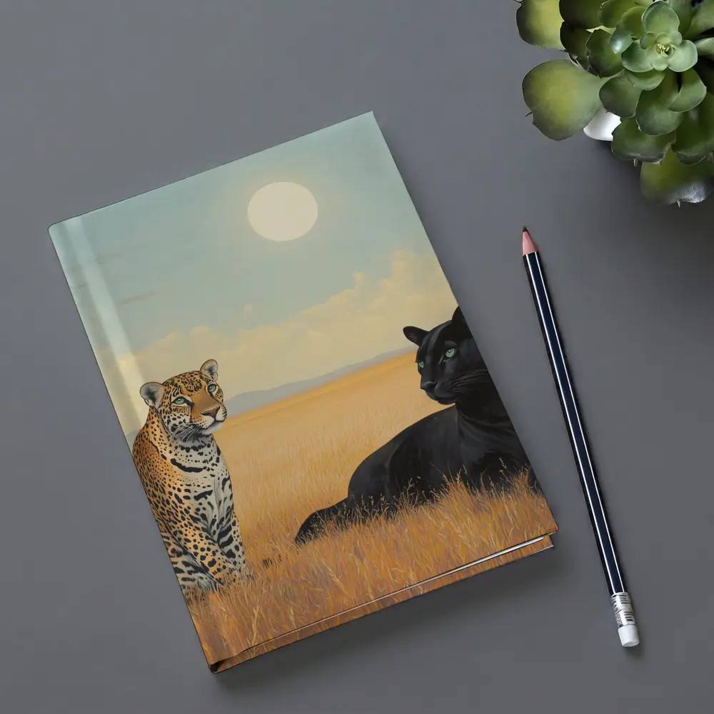 Leopard and Black Panther Savanna Painting – Notebooks