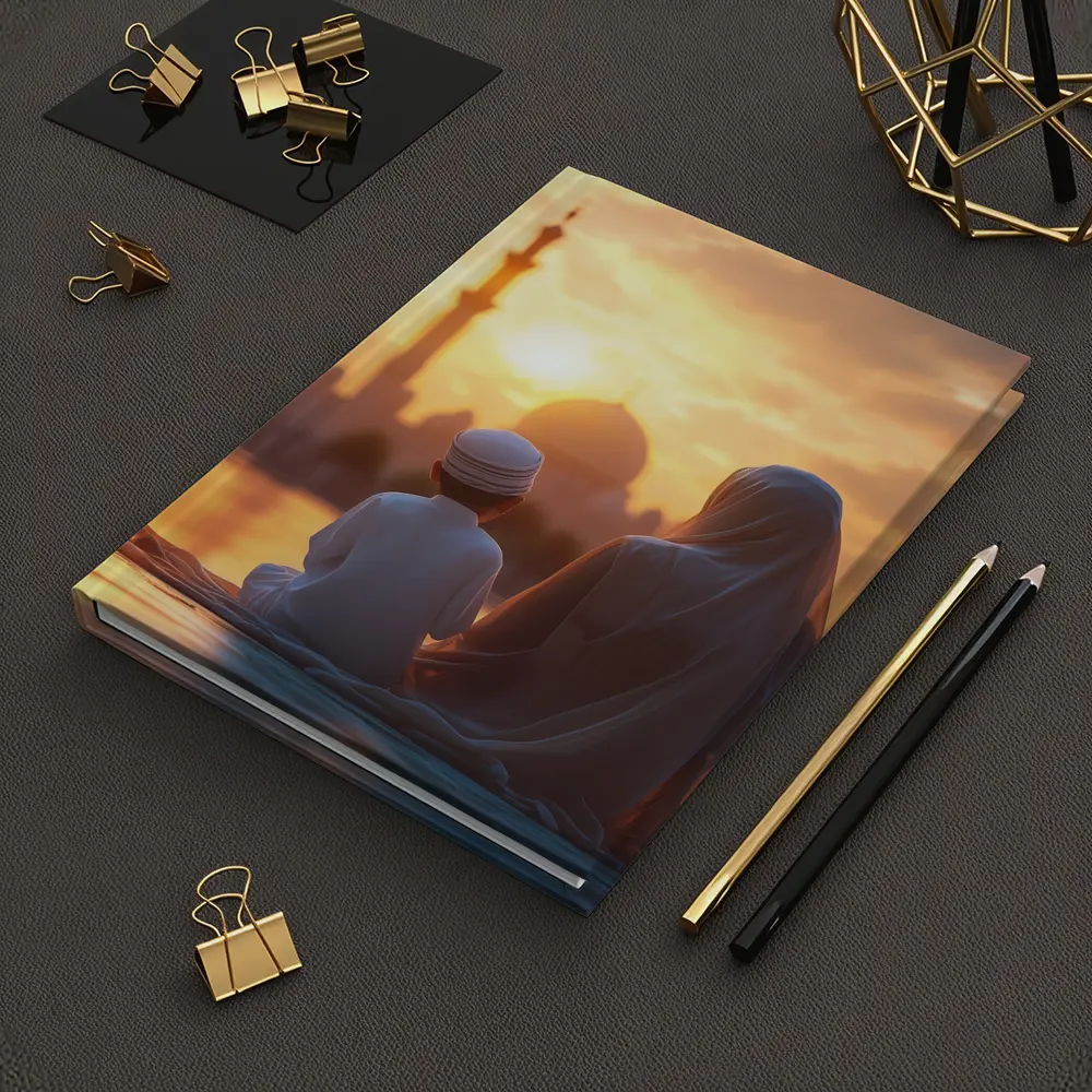 Muslim Mother Child Sitting Mosque Sunset – Notebooks