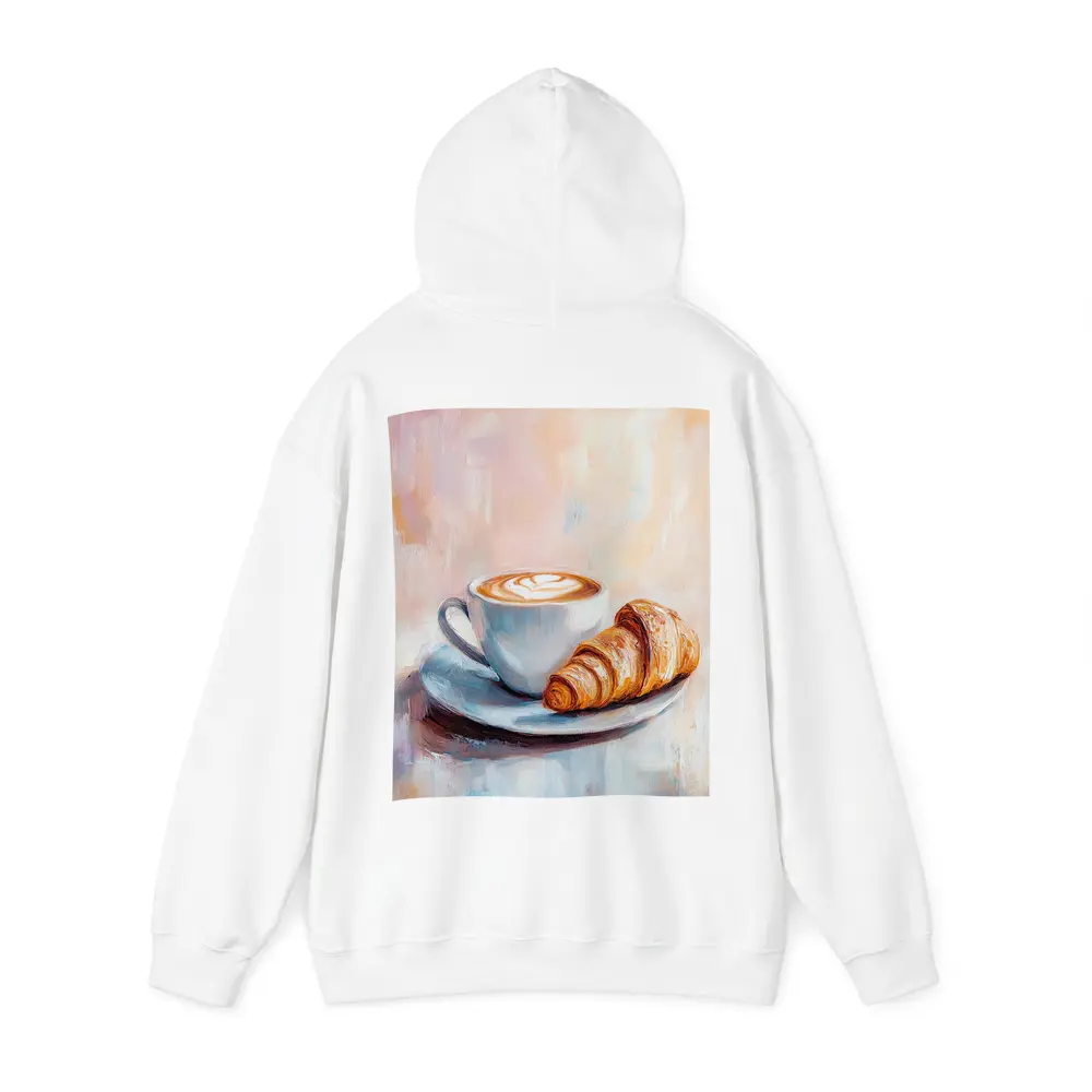 Latte Art Croissant Oil Painting Pastel Background – Hoodies