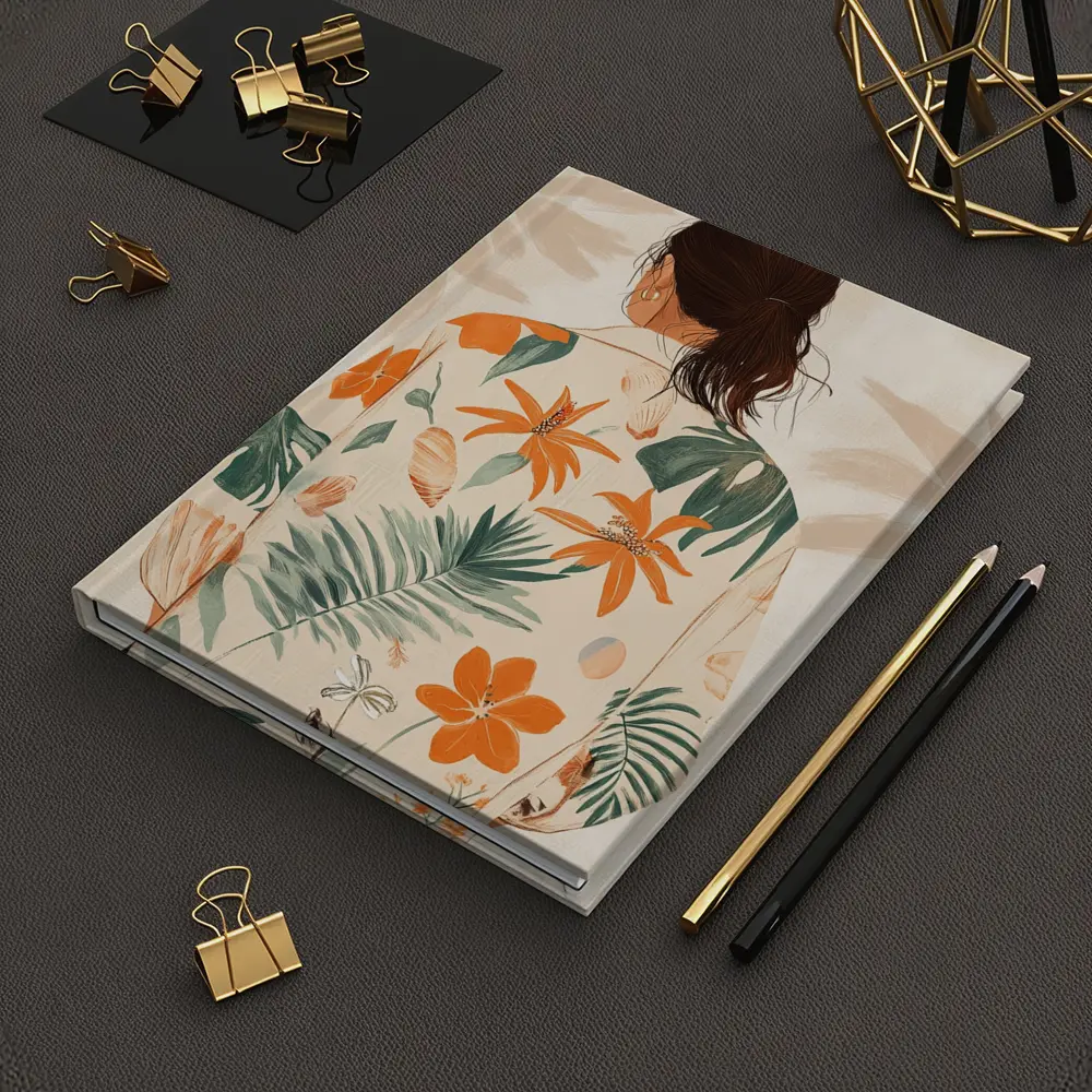 Woman Tropical Floral Shirt Illustration Art – Notebooks
