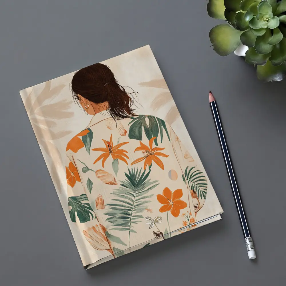 Woman Tropical Floral Shirt Illustration Art – Notebooks