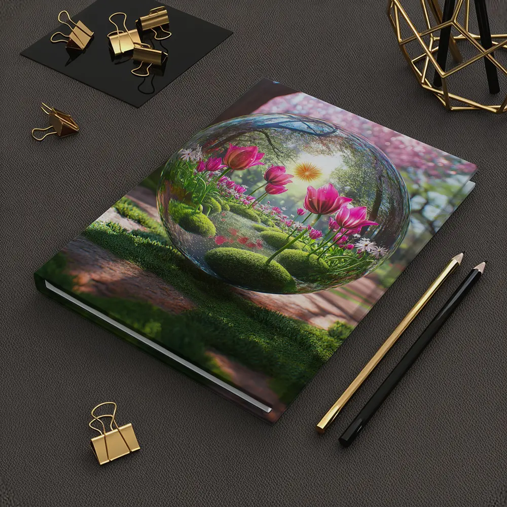 Pink Tulips Inside Glass Sphere Spring Garden – Notebooks