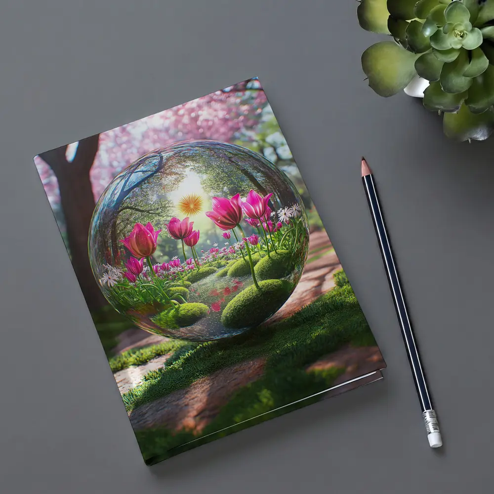 Pink Tulips Inside Glass Sphere Spring Garden – Notebooks