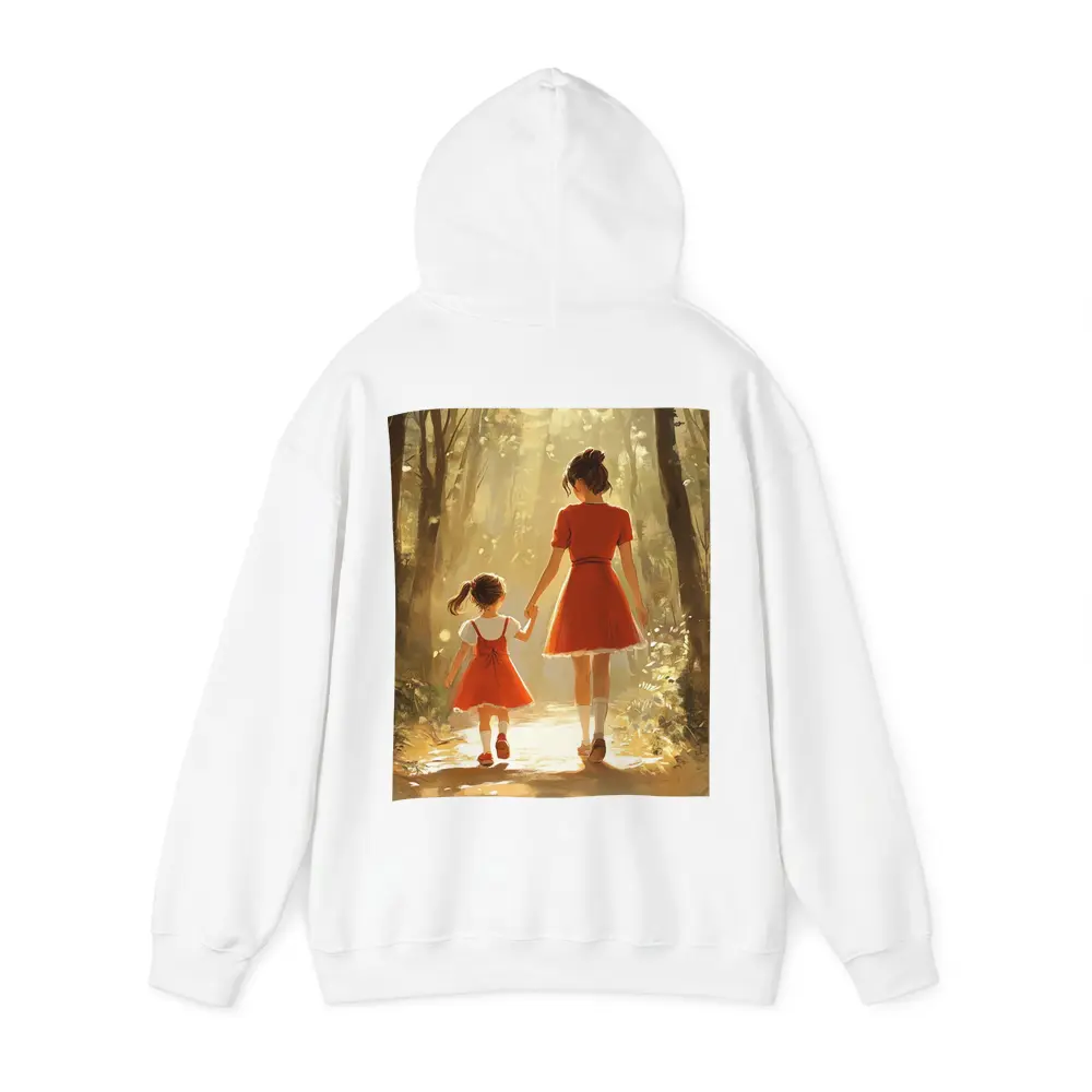 Mother Daughter Walking Forest Path Illustration – Hoodies