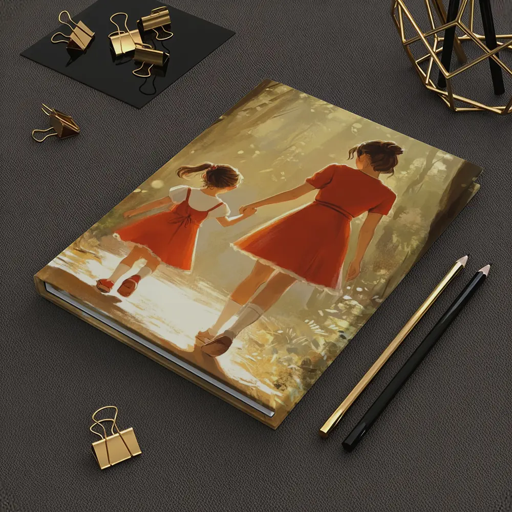 Mother Daughter Walking Forest Path Illustration – Notebooks
