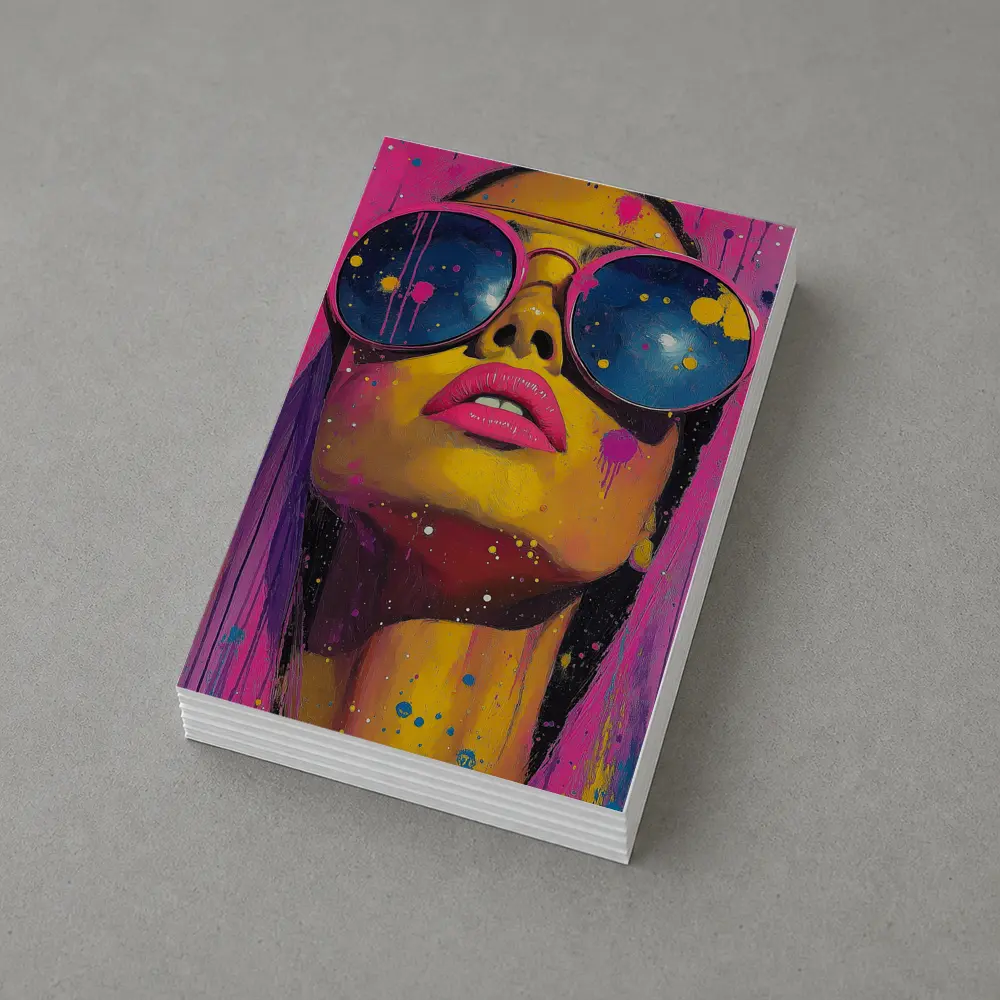 Pop Art Woman Yellow Face Sunglasses Pink – Postcards