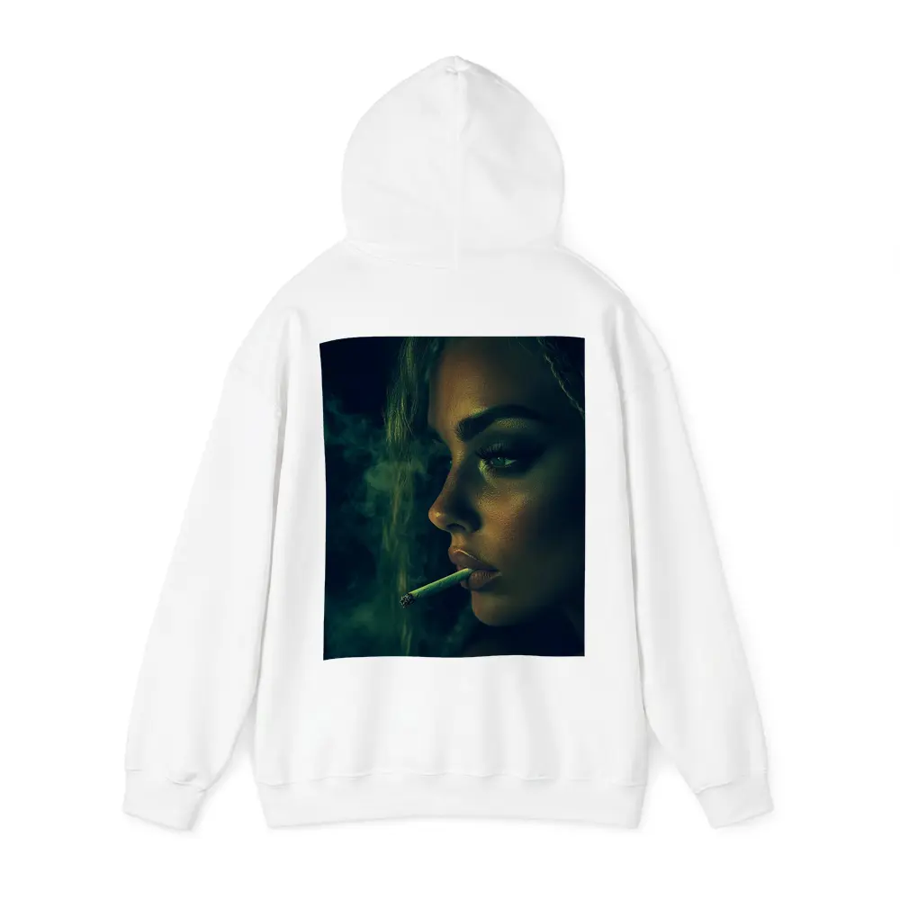 Woman Smoking Joint Green Smoke Dark – Hoodies