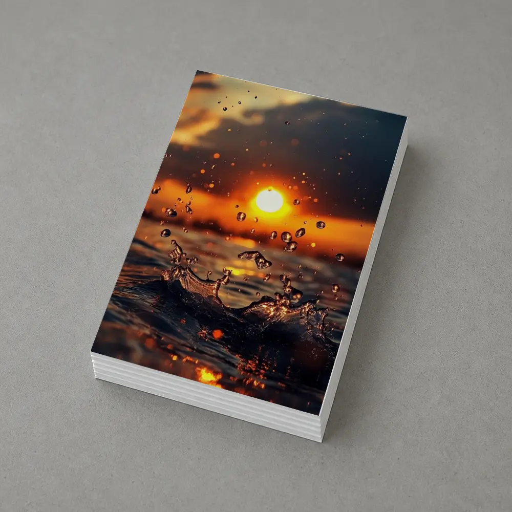 Water Splash at Golden Sunset Ocean – Postcards