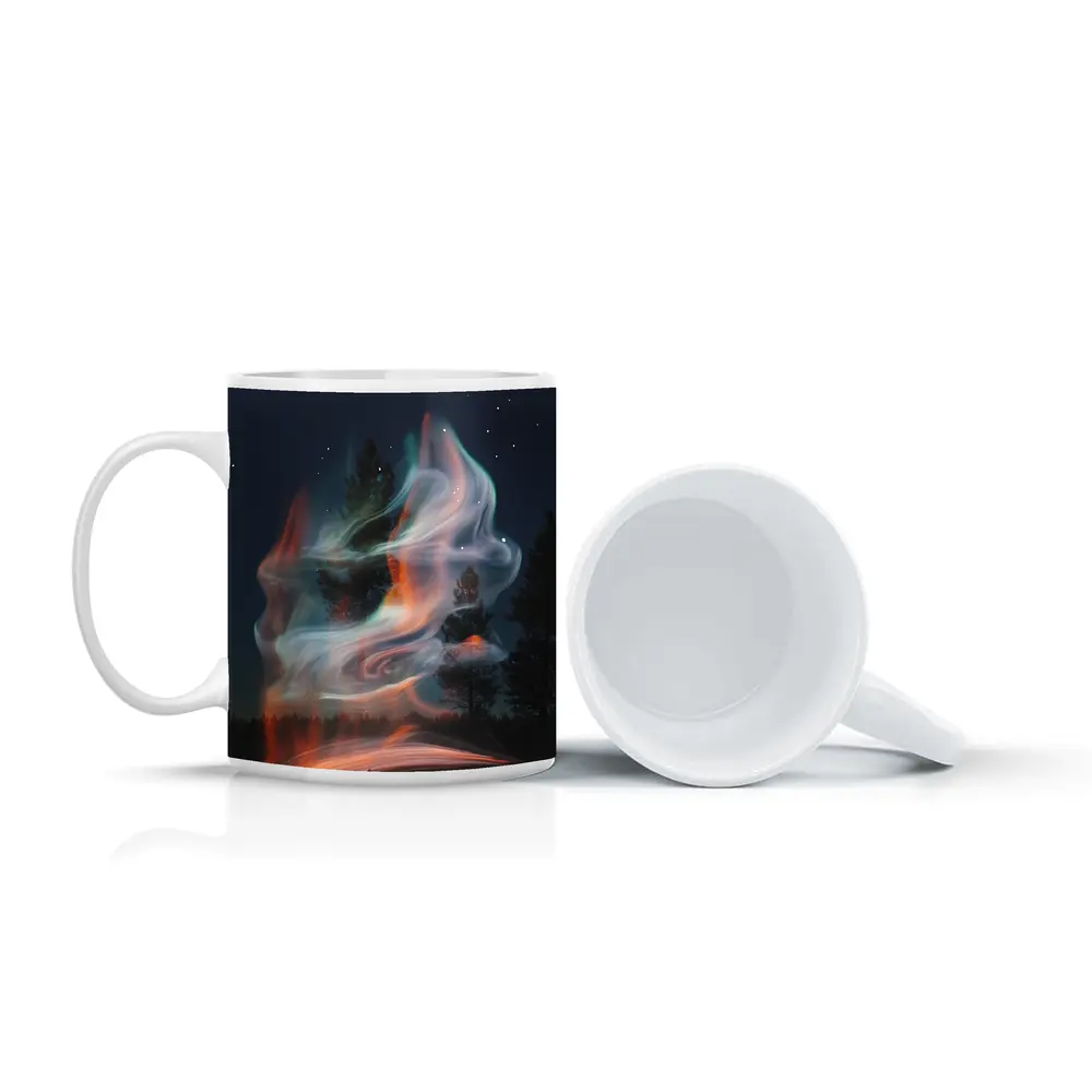 Swirling Fire Light Art Night Sky – Mugs