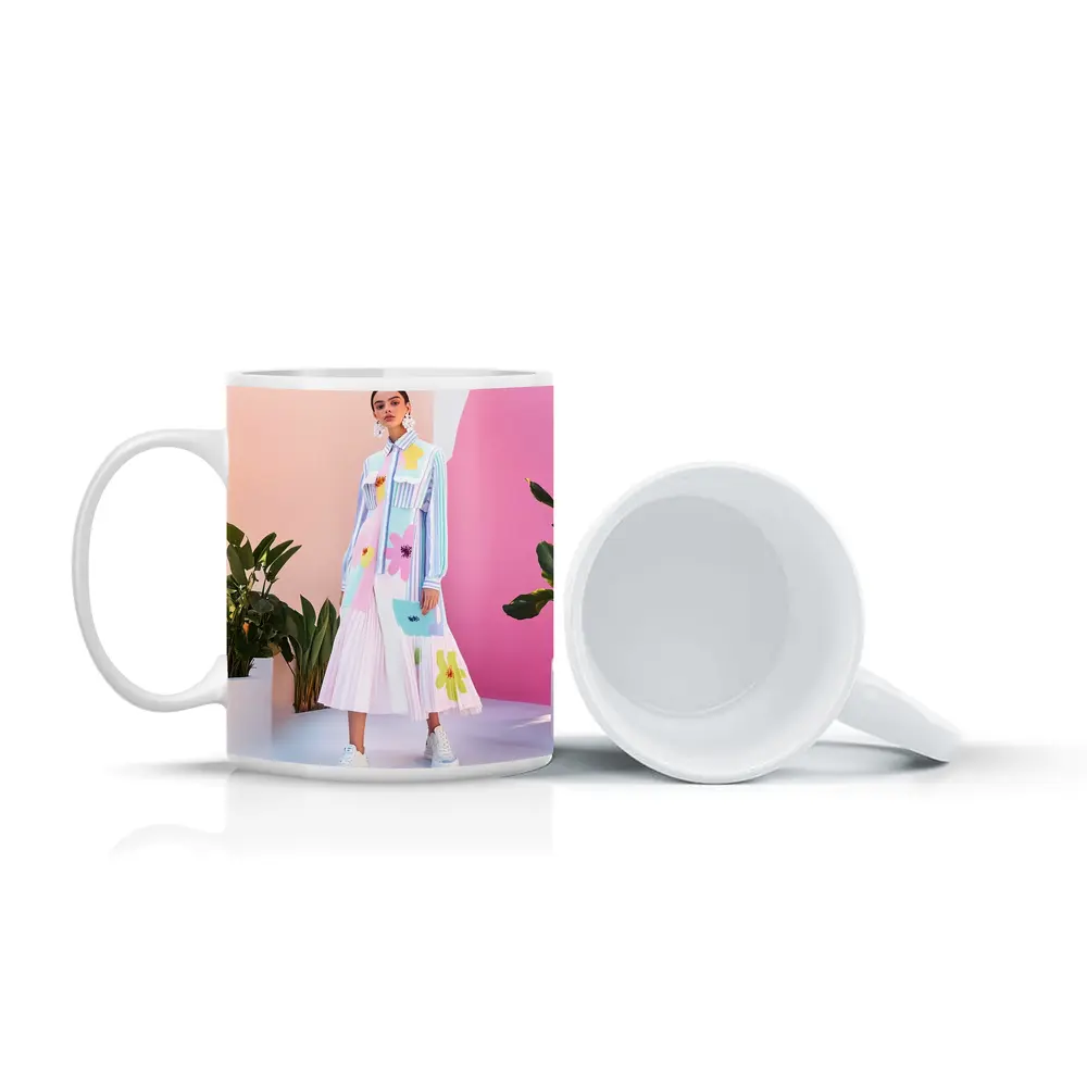 Pastel Floral Dress Model Pink Studio – Mugs