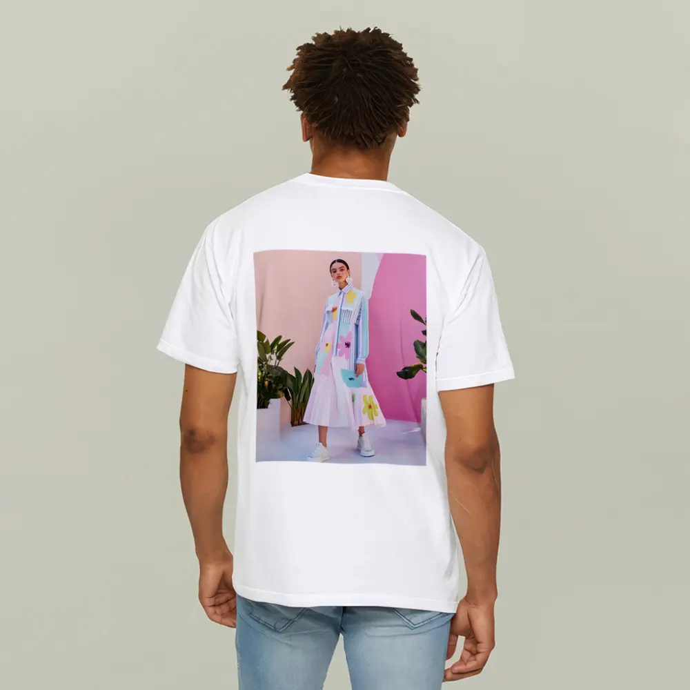 Pastel Floral Dress Model Pink Studio – T-Shirts