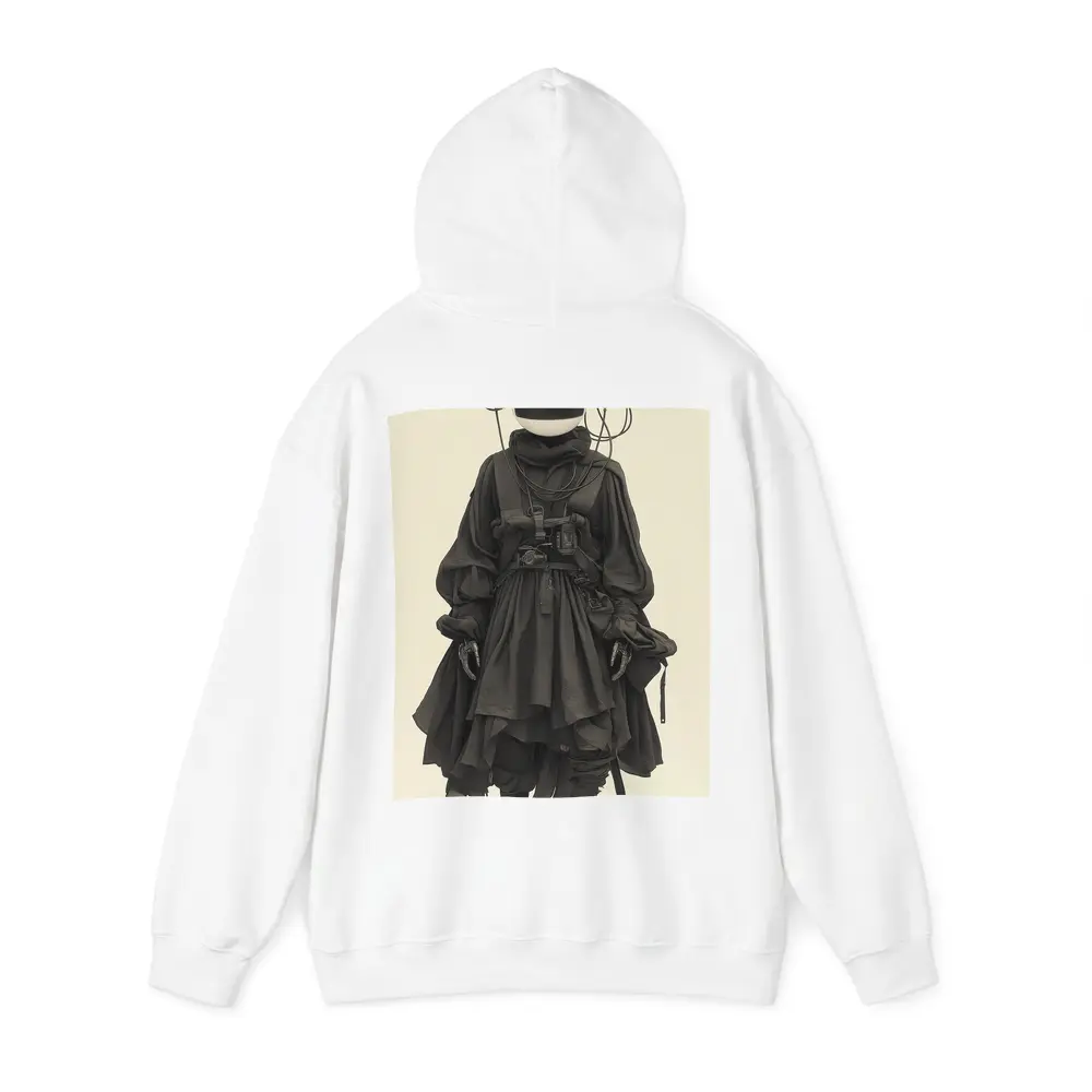 Cyberpunk Figure Dark Tactical Outfit Beige Background – Hoodies