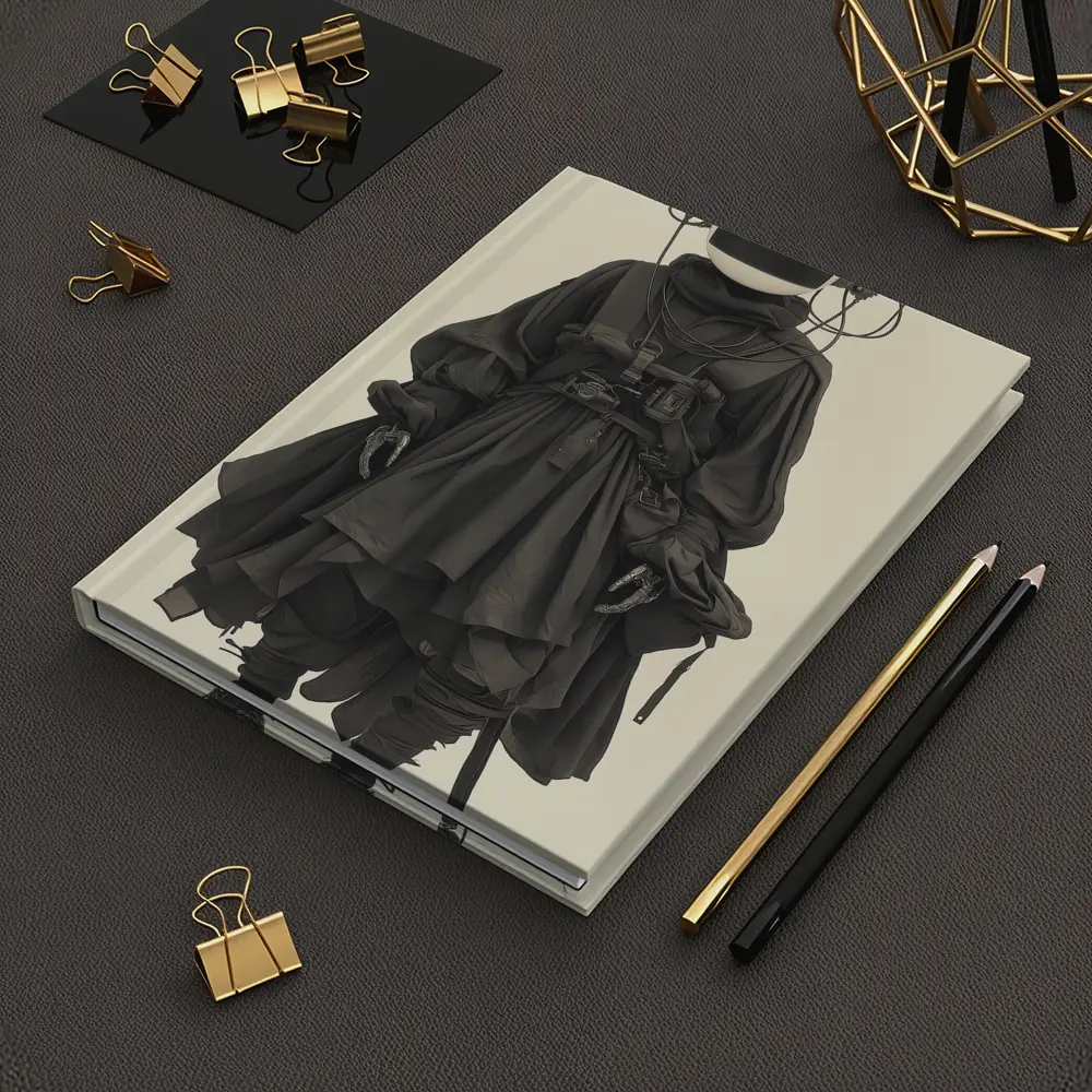 Cyberpunk Figure Dark Tactical Outfit Beige Background – Notebooks
