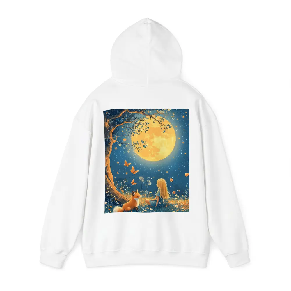 Girl and Fox Under Full Moon Night – Hoodies