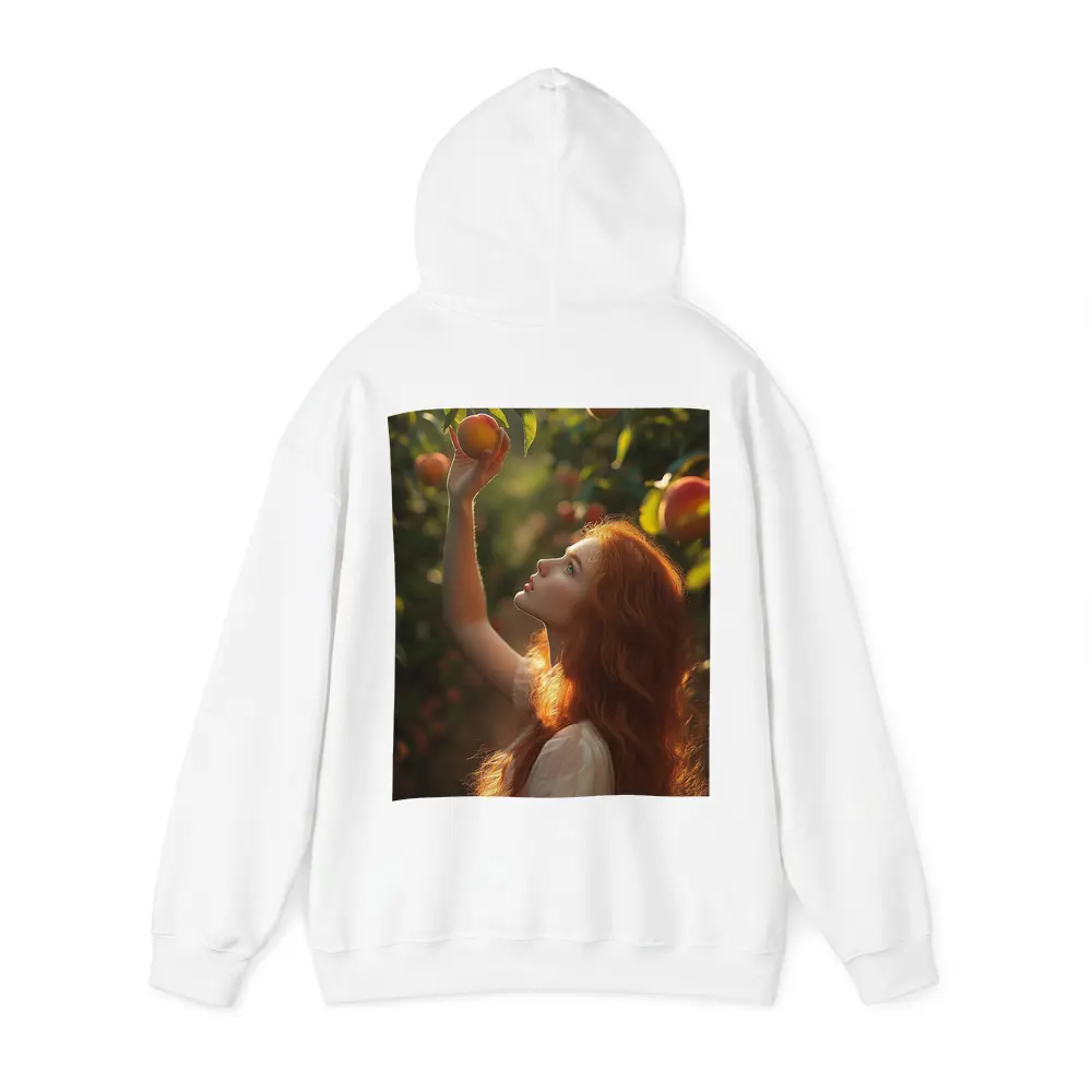 Red Hair Girl Picking Peaches Orchard – Hoodies