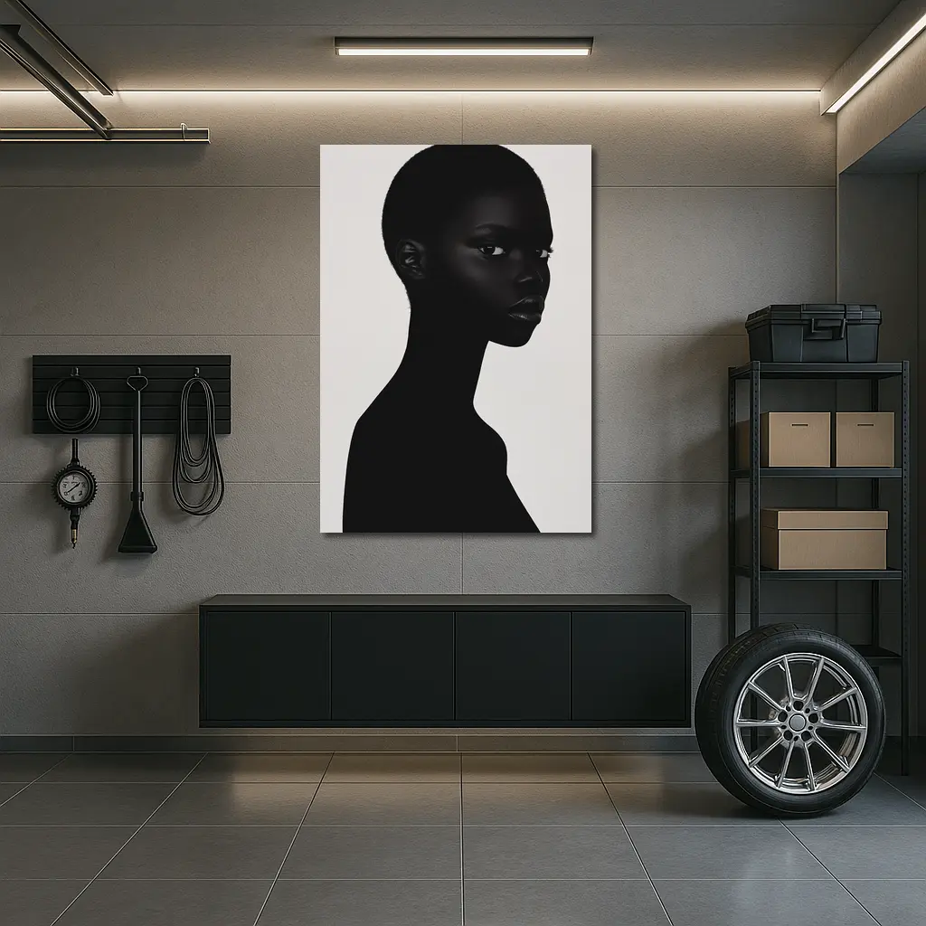 Black Woman Portrait Minimalist White Background – Wall Art