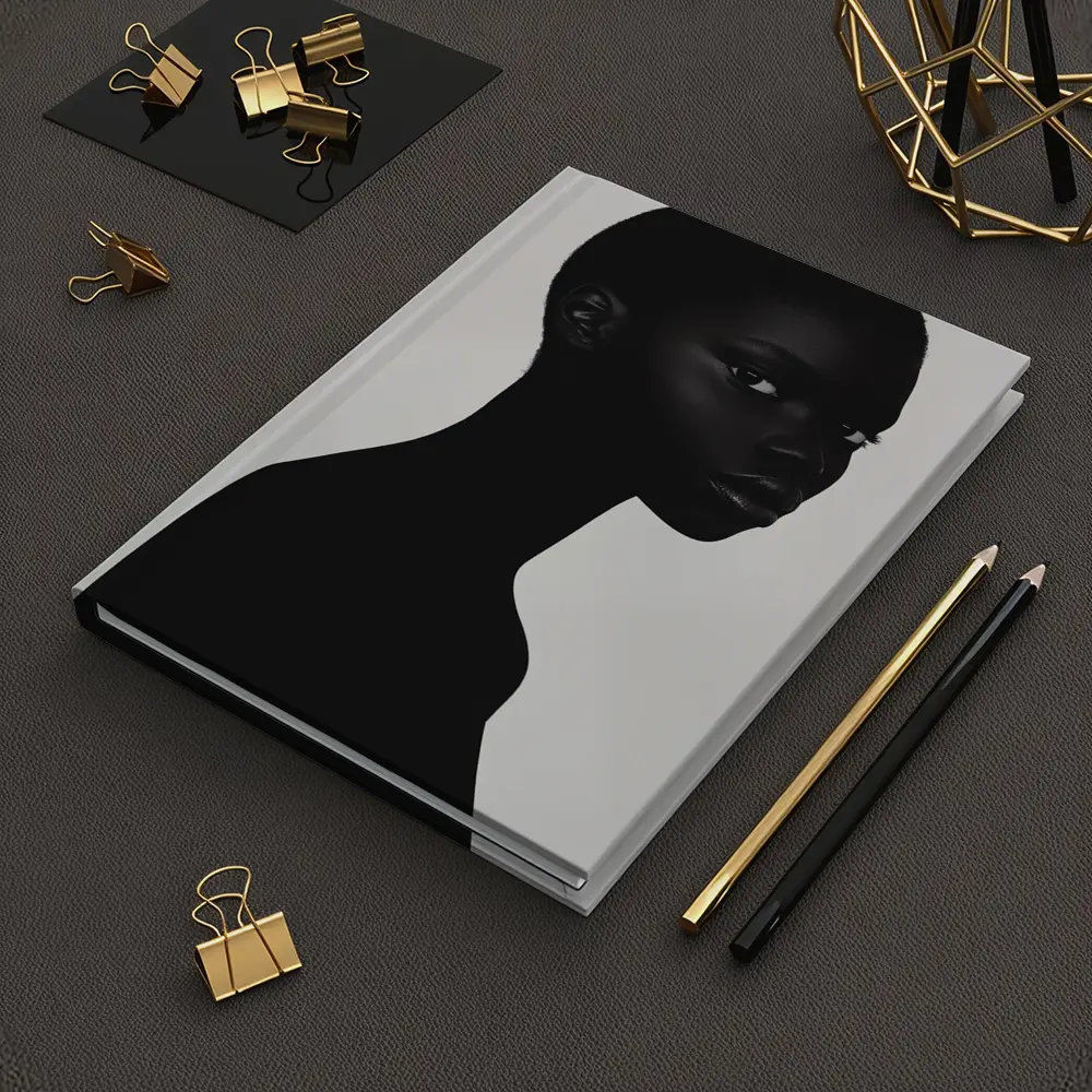 Black Woman Portrait Minimalist White Background – Notebooks